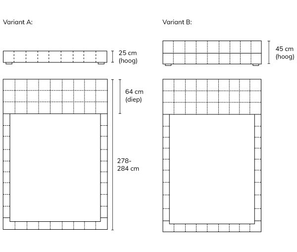 Square Island technische tekening variaties